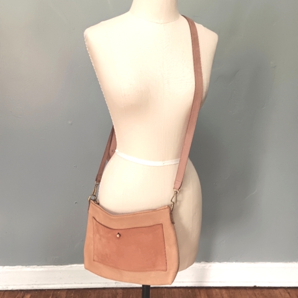 Madewell zip top leather Transport  Crossbody bag Colorblock Nubuck.